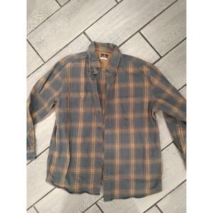 Ridgecut Men's Plaid Flannel Button Down‎ Shirt Size Large Gray Tan Long Sleeve
